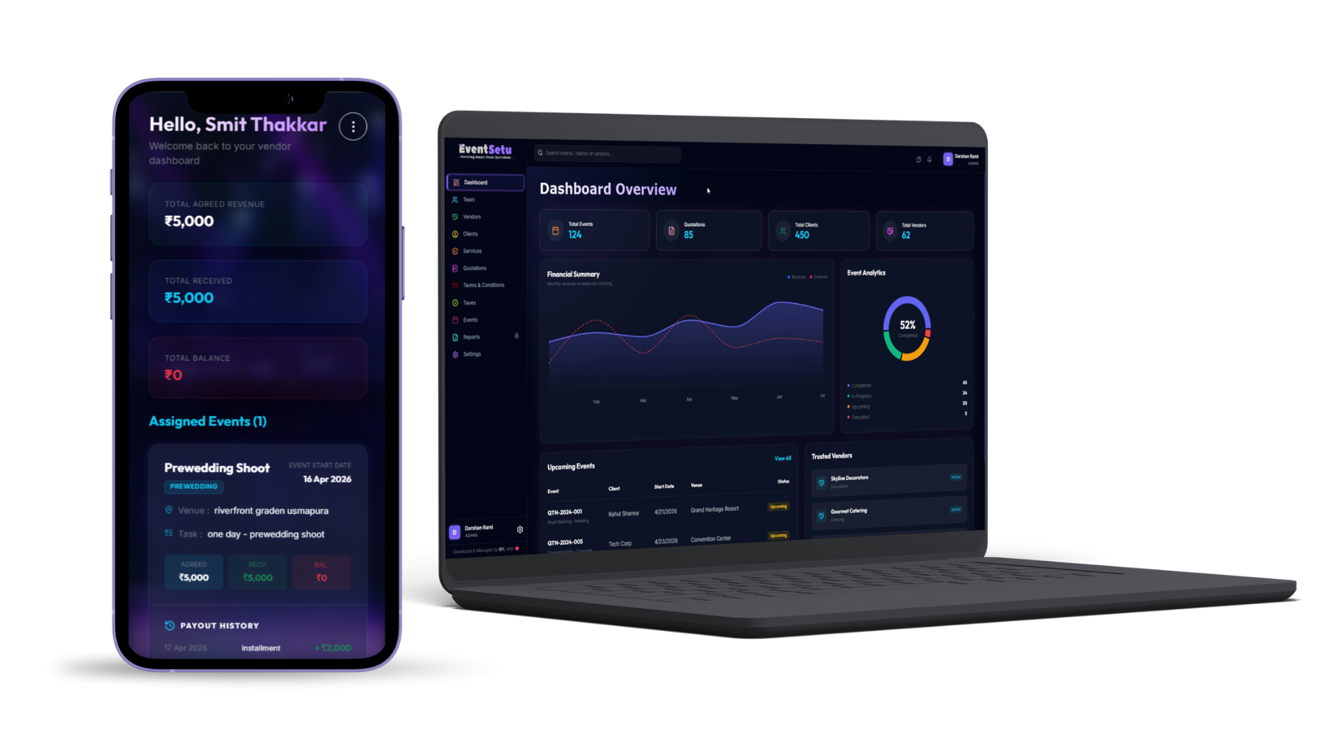 EventSetu Dashboard Mockup